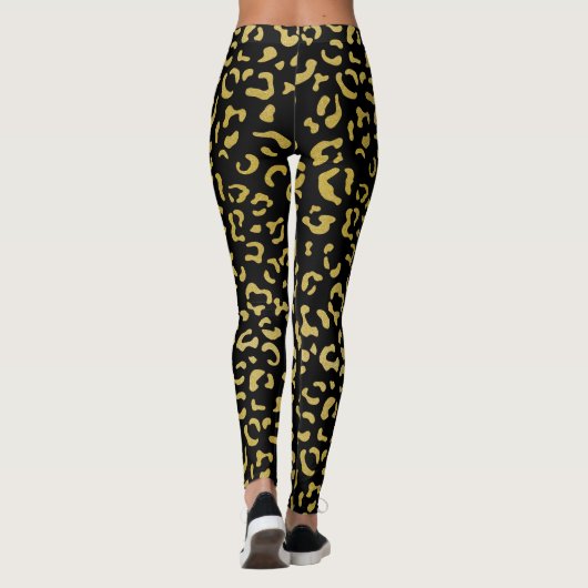 Gold Leopard, Gold Glitzer, Leopard Muster Leggings (Rückseite)
