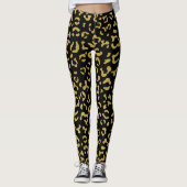 Gold Leopard, Gold Glitzer, Leopard Muster Leggings (Vorderseite)