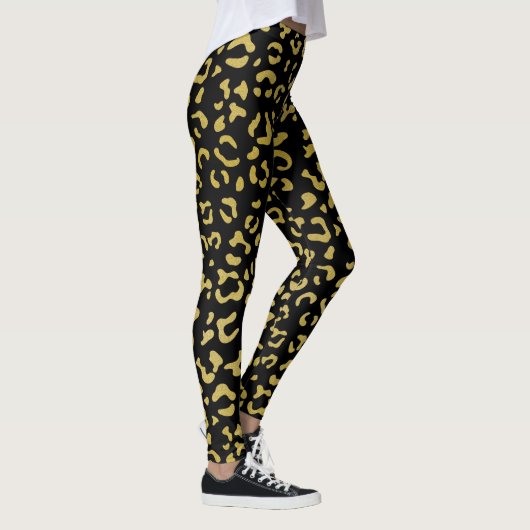 Gold Leopard, Gold Glitzer, Leopard Muster Leggings (Rechts)