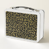 Gold Leopard, Gold Glitzer, Leopard Muster Metall Brotdose (Rückseite)