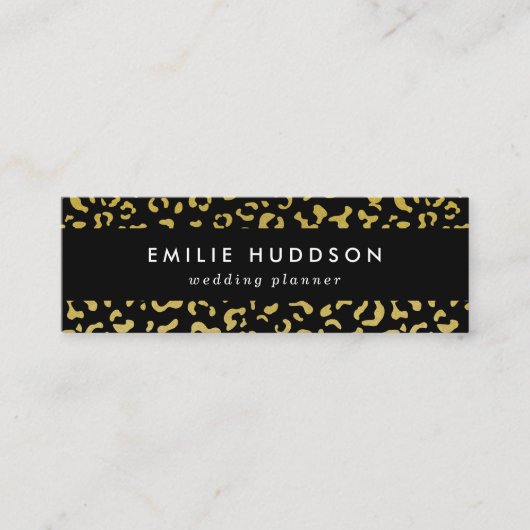 Gold Leopard, Gold Glitzer, Leopard Muster Mini Visitenkarte (Vorderseite)