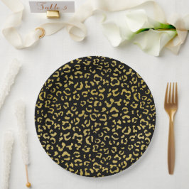Gold Leopard, Gold Glitzer, Leopard Muster Pappteller