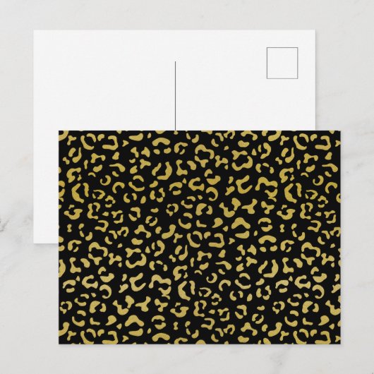Gold Leopard, Gold Glitzer, Leopard Muster Postkarte (Vorne/Hinten)