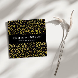 Gold Leopard, Gold Glitzer, Leopard Muster Quadratische Visitenkarte