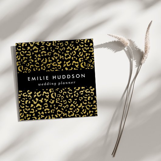 Gold Leopard, Gold Glitzer, Leopard Muster Quadratische Visitenkarte
