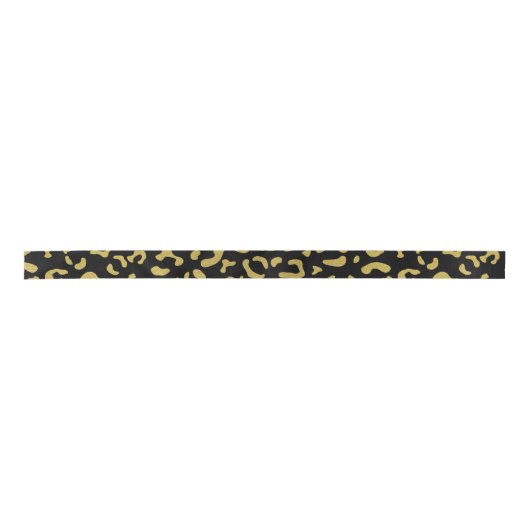 Gold Leopard, Gold Glitzer, Leopard Muster Satinband (Vorderseite)