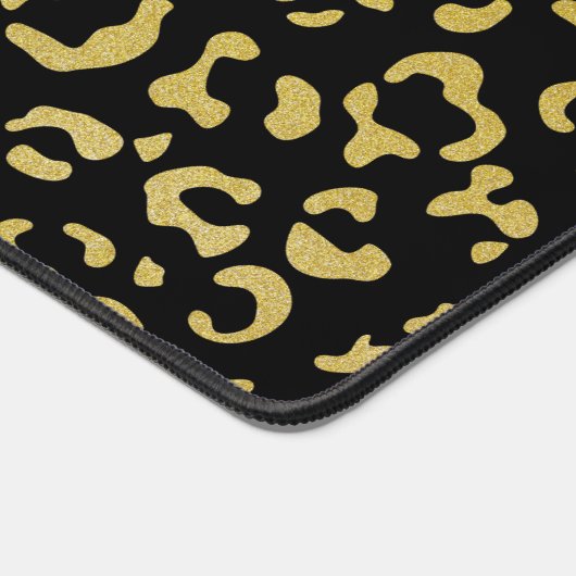 Gold Leopard, Gold Glitzer, Leopard Muster Schreibtischunterlage (Ecke)
