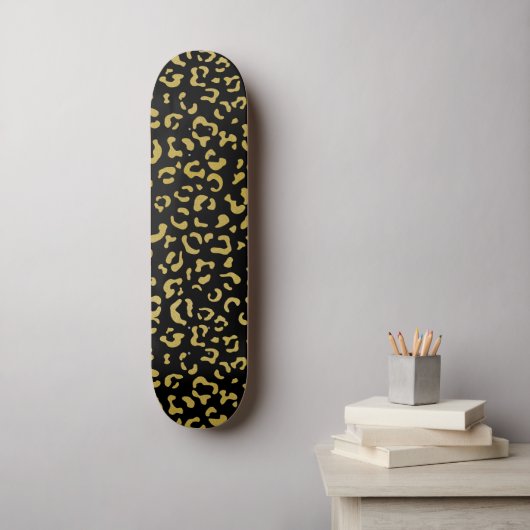 Gold Leopard, Gold Glitzer, Leopard Muster Skateboard (Wandkunst)