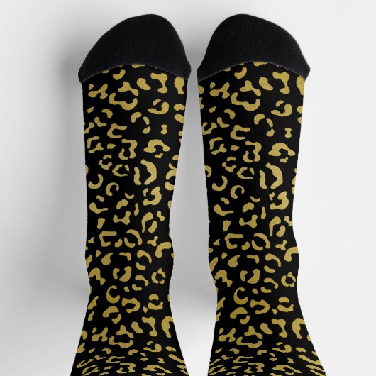 Gold Leopard, Gold Glitzer, Leopard Muster Socken (Oben)