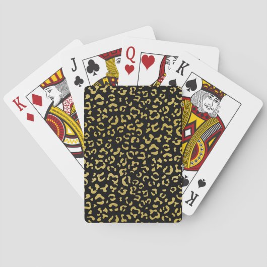 Gold Leopard, Gold Glitzer, Leopard Muster Spielkarten (Rückseite)