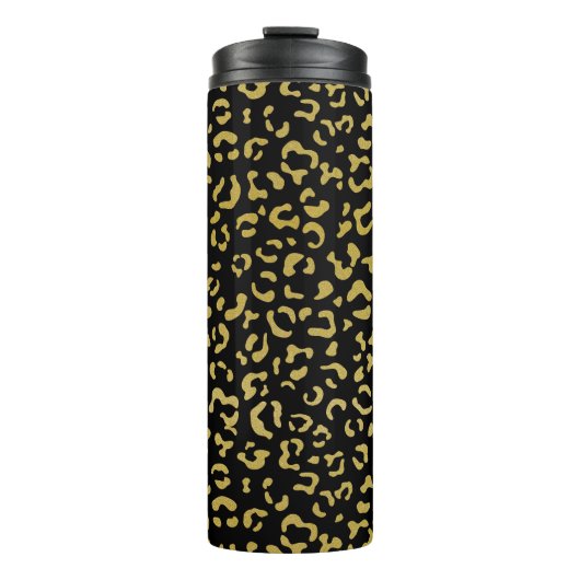 Gold Leopard, Gold Glitzer, Leopard Muster Thermosbecher (Vorderseite)