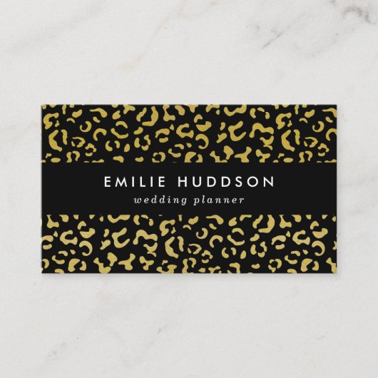 Gold Leopard, Gold Glitzer, Leopard Muster Visitenkarte (Vorderseite)