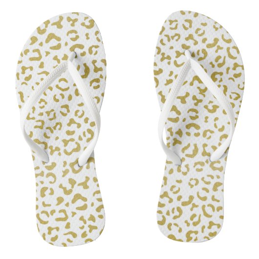 Gold Leopard, Gold Glitzer, Leopard Print Badesandalen (Fußbett)