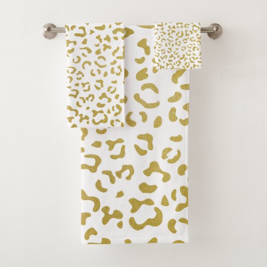Gold Leopard, Gold Glitzer, Leopard Print Badhandtuch Set (Insitu)