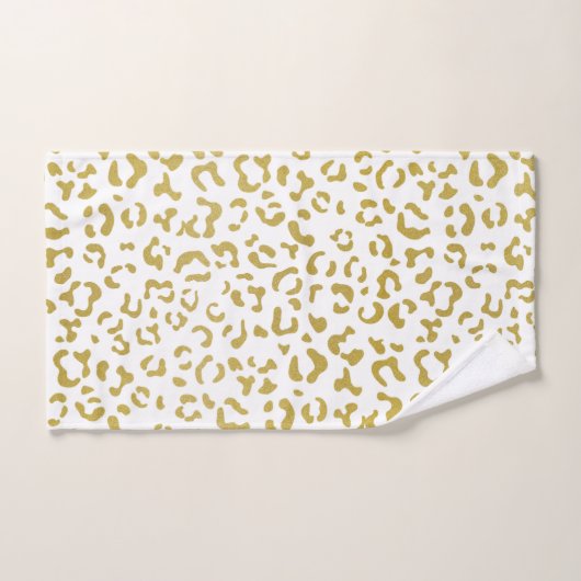 Gold Leopard, Gold Glitzer, Leopard Print Badhandtuch Set (Handtuch)