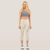 Gold Leopard, Gold Glitzer, Leopard Print Capri Leggings (Vorderseite)