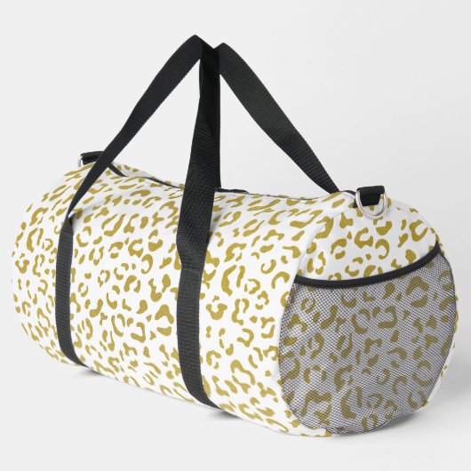 Gold Leopard, Gold Glitzer, Leopard Print Duffle Bag (Rechte Ecke)