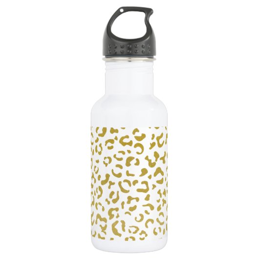 Gold Leopard, Gold Glitzer, Leopard Print Edelstahlflasche (Vorderseite)