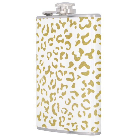 Gold Leopard, Gold Glitzer, Leopard Print Flachmann (Links)