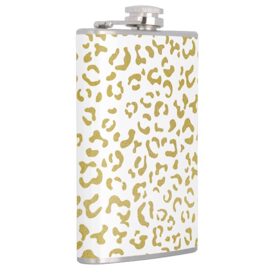 Gold Leopard, Gold Glitzer, Leopard Print Flachmann (Rechts)