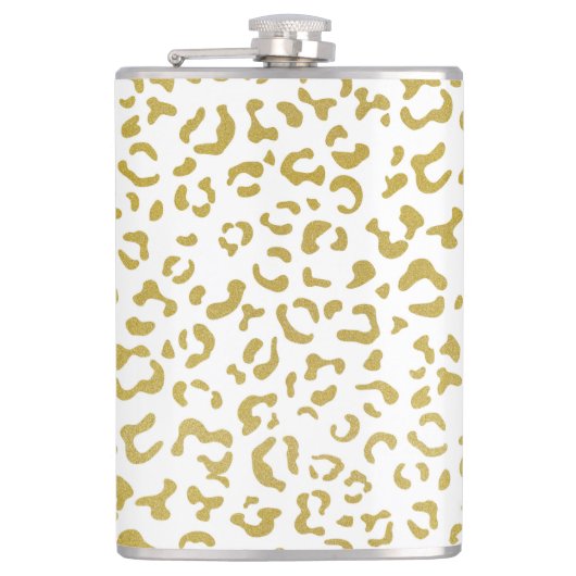 Gold Leopard, Gold Glitzer, Leopard Print Flachmann (Vorderseite)