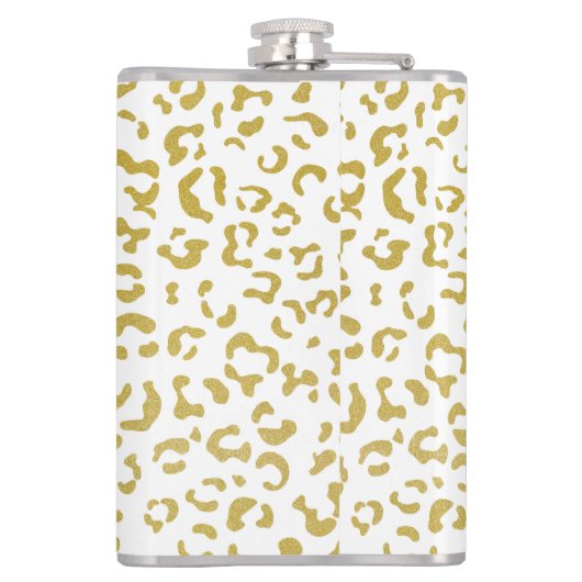 Gold Leopard, Gold Glitzer, Leopard Print Flachmann (Rückseite)