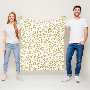 Gold Leopard, Gold Glitzer, Leopard Print Fleecedecke