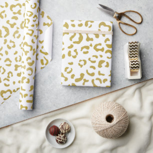 Gold Leopard, Gold Glitzer, Leopard Print Geschenkpapier