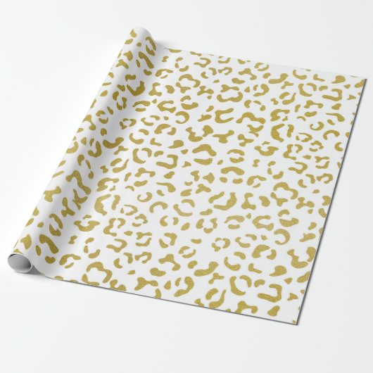 Gold Leopard, Gold Glitzer, Leopard Print Geschenkpapier (Ungerollt)
