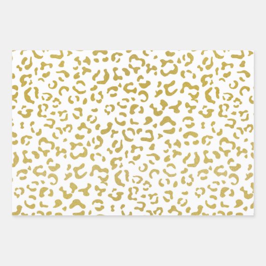 Gold Leopard, Gold Glitzer, Leopard Print Geschenkpapier Set (Vorderseite 2)