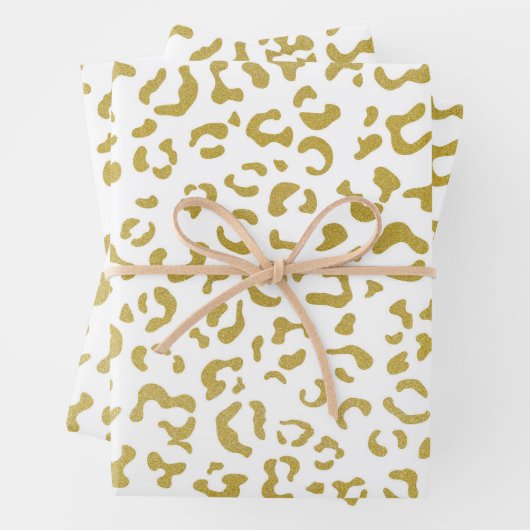 Gold Leopard, Gold Glitzer, Leopard Print Geschenkpapier Set (Beispiel)