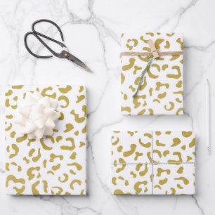 Gold Leopard, Gold Glitzer, Leopard Print Geschenkpapier Set