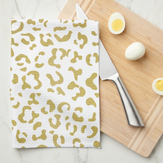Gold Leopard, Gold Glitzer, Leopard Print Geschirrtuch (Viertel Falte)