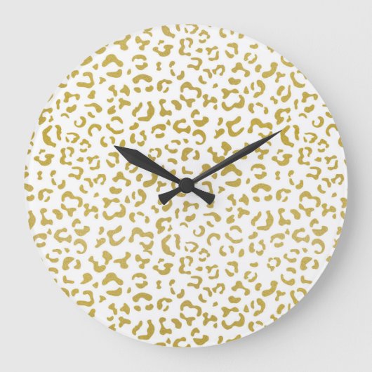 Gold Leopard, Gold Glitzer, Leopard Print Große Wanduhr (Vorderseite)