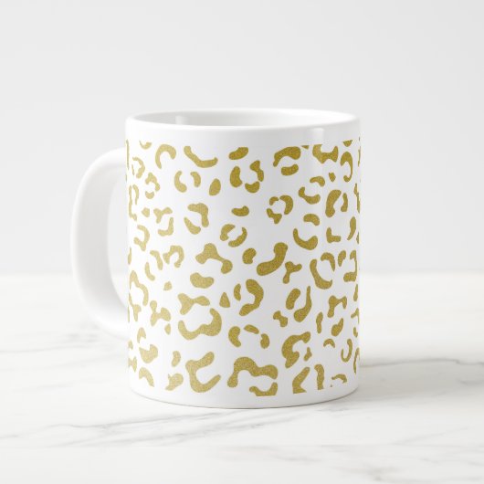 Gold Leopard, Gold Glitzer, Leopard Print Jumbo-Tasse (Vorderseite Links)