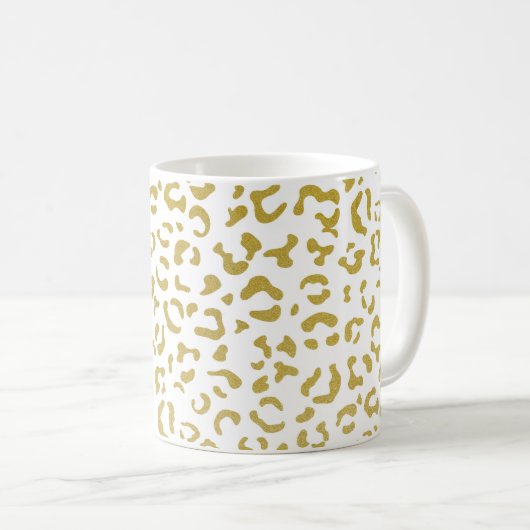 Gold Leopard, Gold Glitzer, Leopard Print Kaffeetasse (VorderseiteRechts)