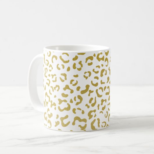 Gold Leopard, Gold Glitzer, Leopard Print Kaffeetasse (Vorderseite Links)