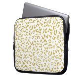 Gold Leopard, Gold Glitzer, Leopard Print Laptopschutzhülle (Vorderseite Links)