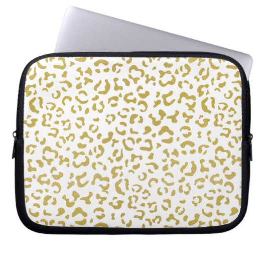 Gold Leopard, Gold Glitzer, Leopard Print Laptopschutzhülle (Vorderseite)