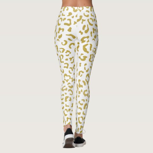 Gold Leopard, Gold Glitzer, Leopard Print Leggings (Rückseite)