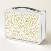 Gold Leopard, Gold Glitzer, Leopard Print Metall Brotdose (Rückseite)