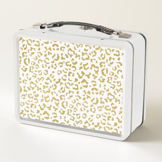 Gold Leopard, Gold Glitzer, Leopard Print Metall Brotdose (Rückseite)