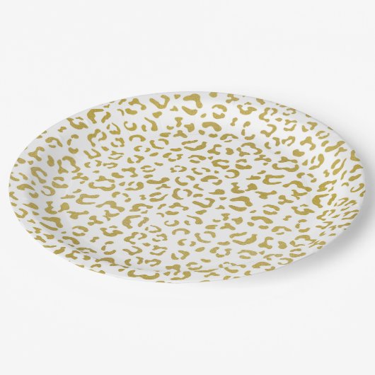 Gold Leopard, Gold Glitzer, Leopard Print Pappteller (Schrägansicht)