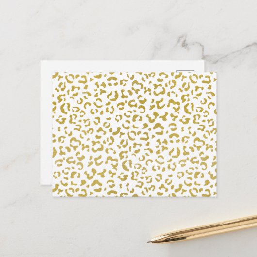 Gold Leopard, Gold Glitzer, Leopard Print Postkarte (Vorderseite/Rückseite Beispiel)
