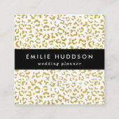 Gold Leopard, Gold Glitzer, Leopard Print Quadratische Visitenkarte (Vorderseite)