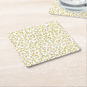 Gold Leopard, Gold Glitzer, Leopard Print Rechteckiger Pappuntersetzer (angewinkelt)