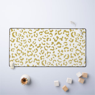Gold Leopard, Gold Glitzer, Leopard Print Schreibtischunterlage