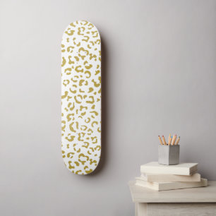 Gold Leopard, Gold Glitzer, Leopard Print Skateboard