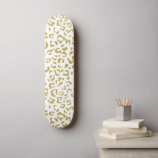 Gold Leopard, Gold Glitzer, Leopard Print Skateboard (Wandkunst)