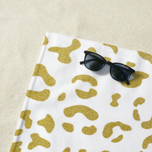 Gold Leopard, Gold Glitzer, Leopard Print Strandtuch